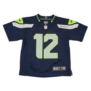 Nike Seattle Seahawks Jersey Kids Size S 4 Navy Blue 12th Man On Field NFL